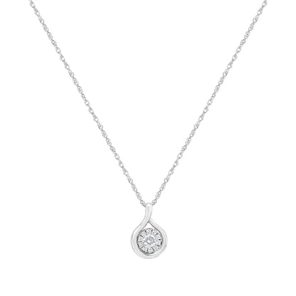 .925 Sterling Silver 1/4 cttw Lab Grown Diamond Drop Pendant Necklace (F-G Color, VS2-SI1 Clarity)