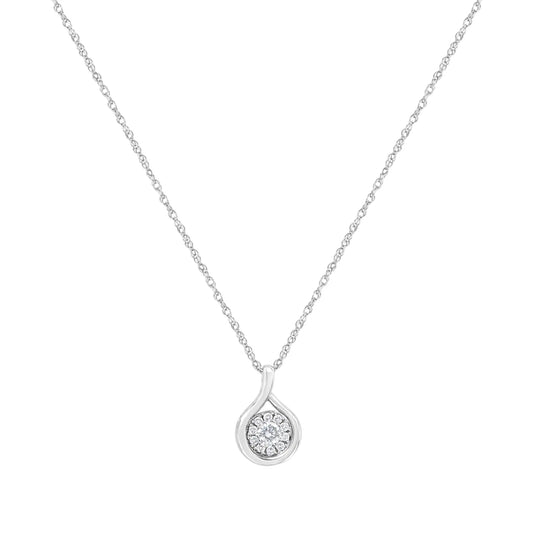 .925 Sterling Silver 1/4 cttw Lab Grown Diamond Drop Pendant Necklace (F-G Color, VS2-SI1 Clarity)