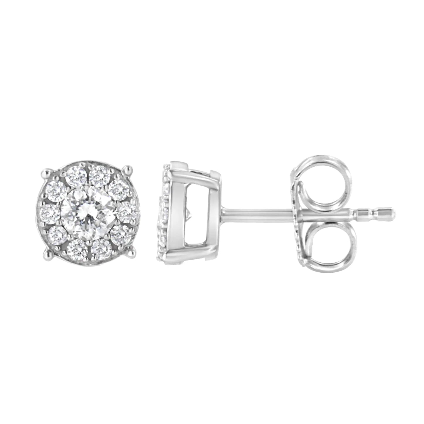 .925 Sterling Silver 1/2 cttw Lab Grown Diamond Floral Cluster Earring (F-G Color, VS2-SI1 Clarity)