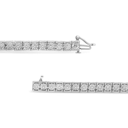 .925 Sterling Silver 1/4 Cttw Diamond Link Bracelet (I-J Color, I2-I3 Clarity) - Size 7.25"