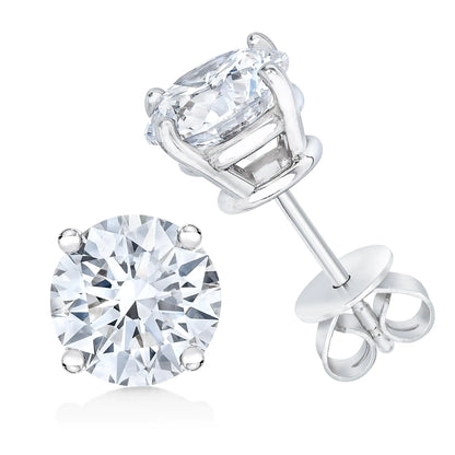 IGI Certified 14K White Gold 1/2 Cttw Lab Grown 4-Prong Round-Cut Diamond Classic Solitaire Stud Earrings (F-G Color, VS1-VS2 Clarity)