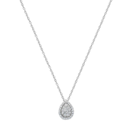 .925 Sterling Silver 3/8 cttw Lab Grown Diamond Drop Pendant Necklace (F-G Color, VS2-SI1 Clarity)