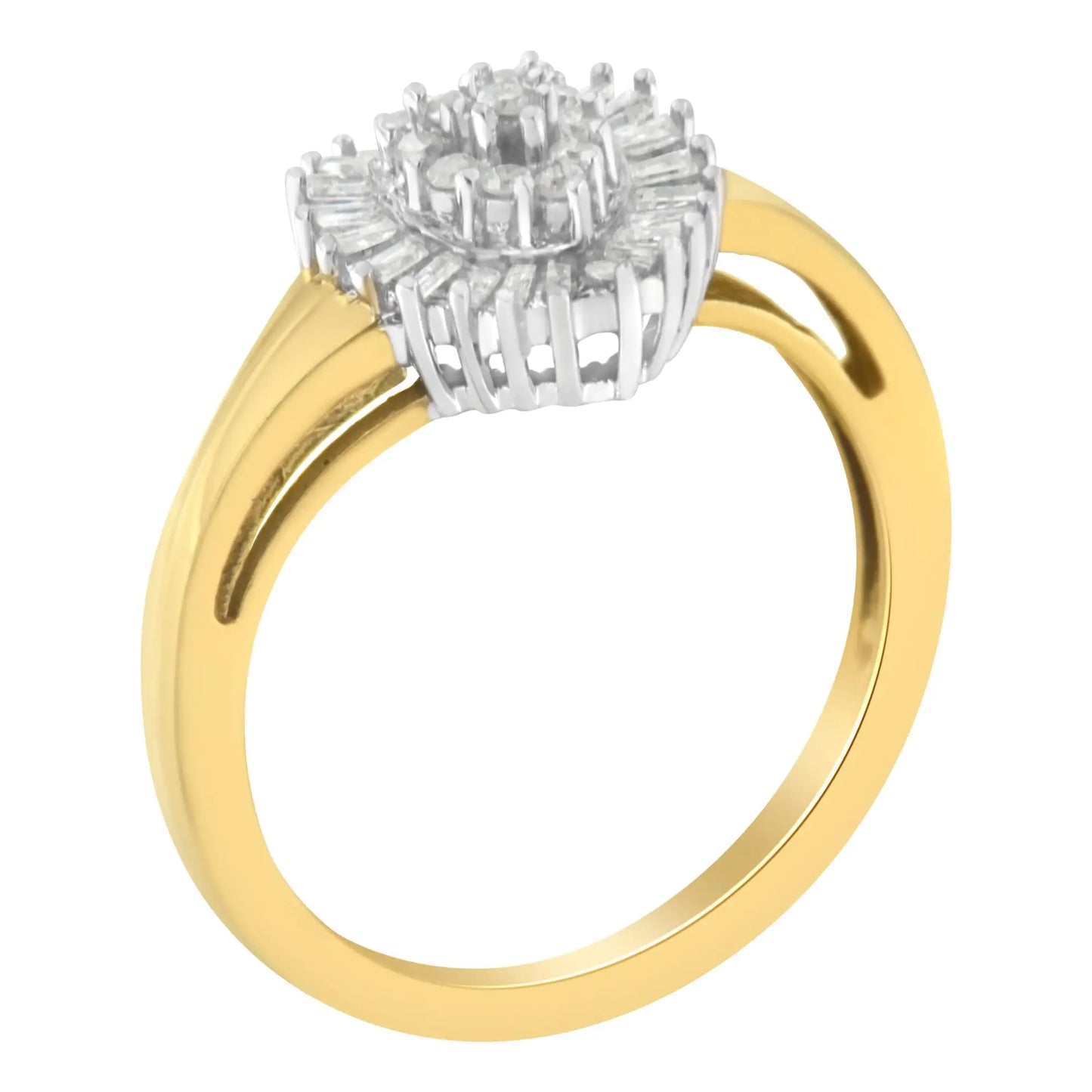 10K Yellow Gold Diamond Cluster Ring (1/4 Cttw, I-J Color, I2-I3 Clarity)