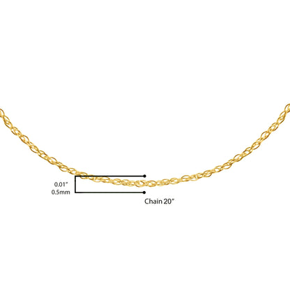 10K Gold 0.5 mm Slender & Dainty Fine Rope Chain Necklace