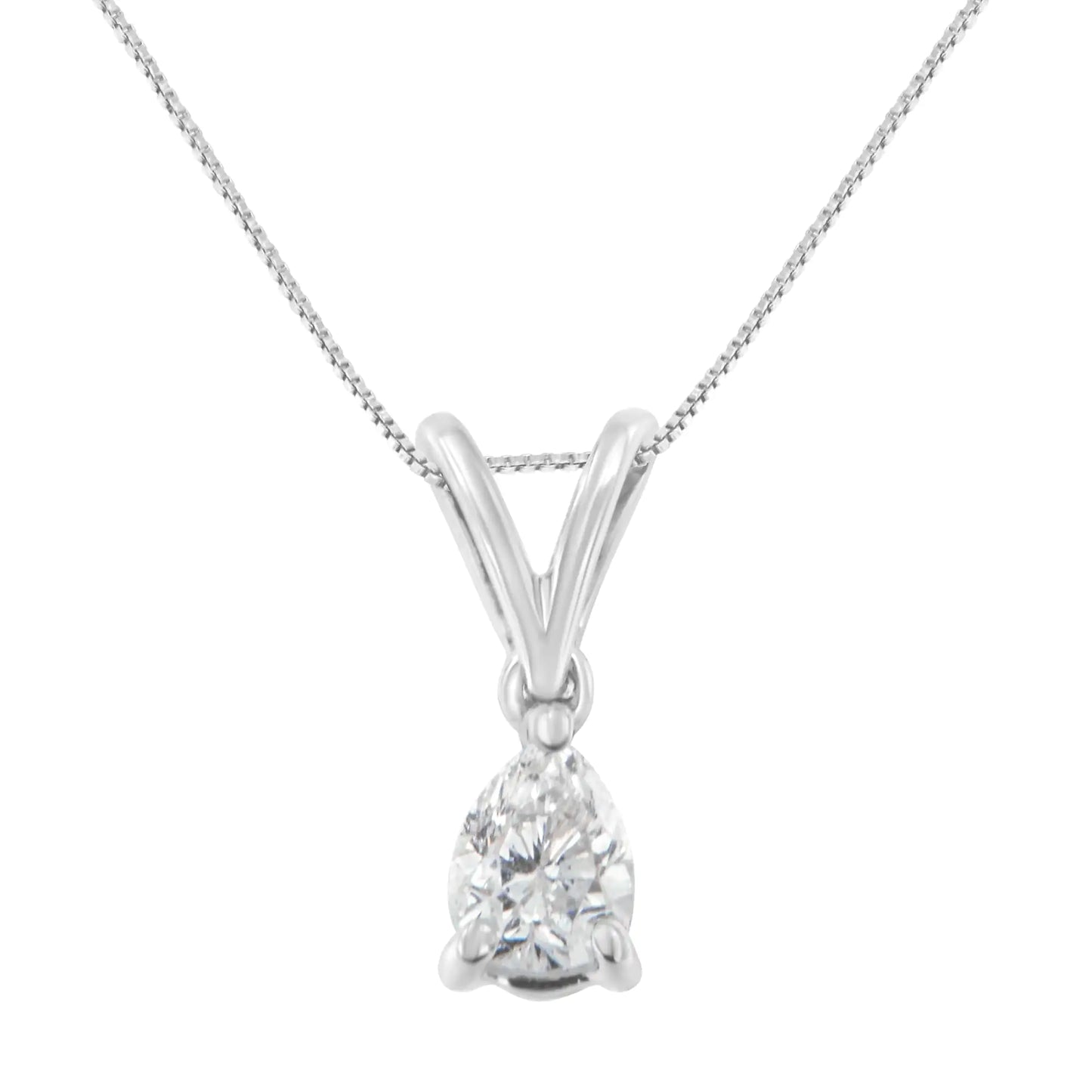 10K White Gold 1/5 cttw Diamond Pear Pendant Necklace 18" (H-I, SI1-SI2)