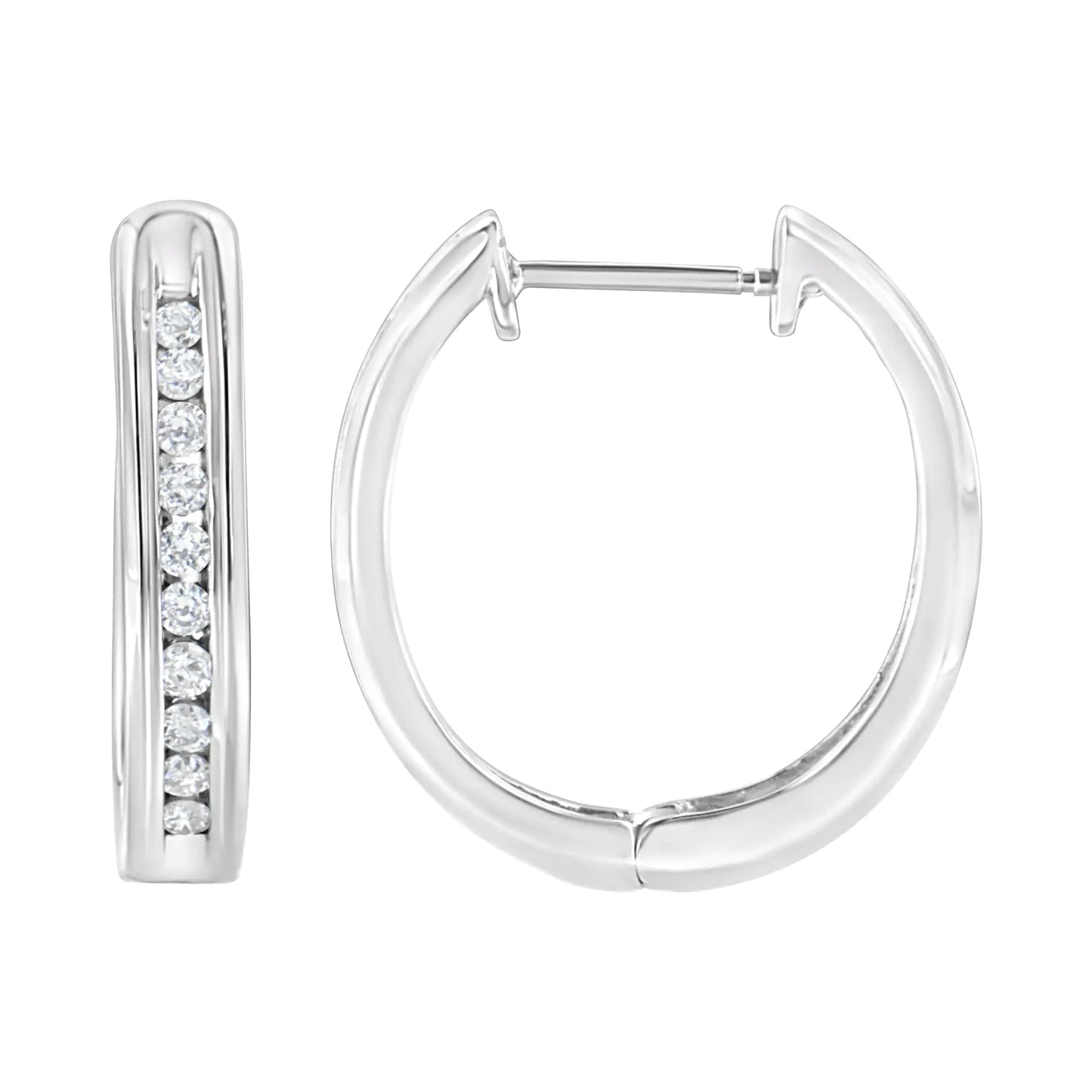 .925 Sterling Silver 1/2 cttw Lab Grown Diamond Hoop Earring (F-G Color, VS2-SI1 Clarity)