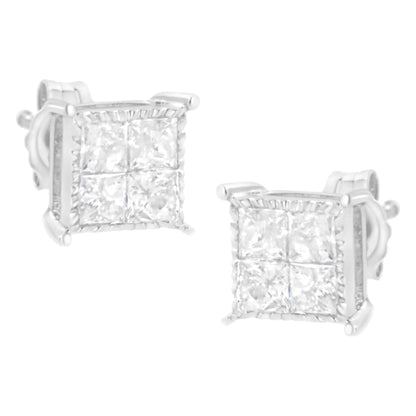 Sterling Silver 3/4 cttw Composite Diamond Stud Earrings (I-J, I2-I3)