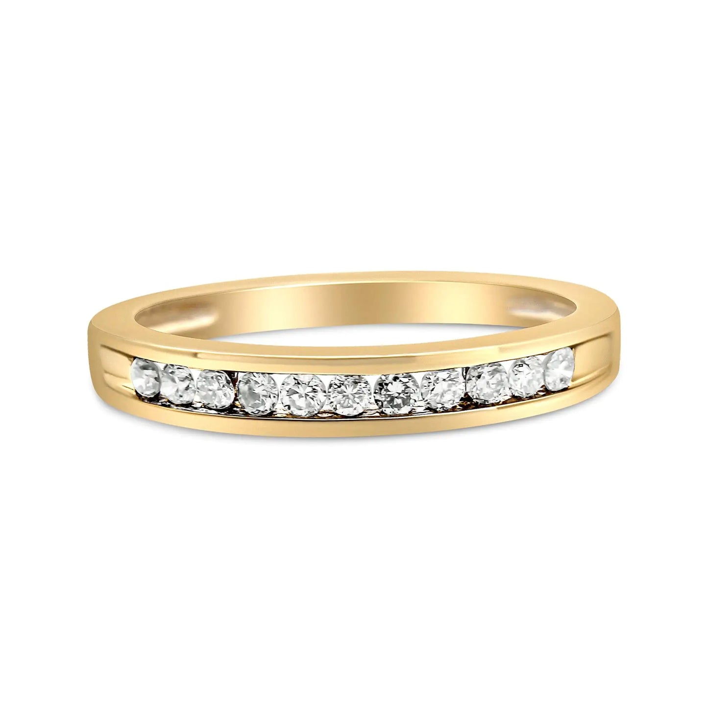 IGI Certified 1/4 Cttw Diamond 10K Yellow Gold Channel Set Band Style Ring (J-K Color, I2-I3 Clarity)