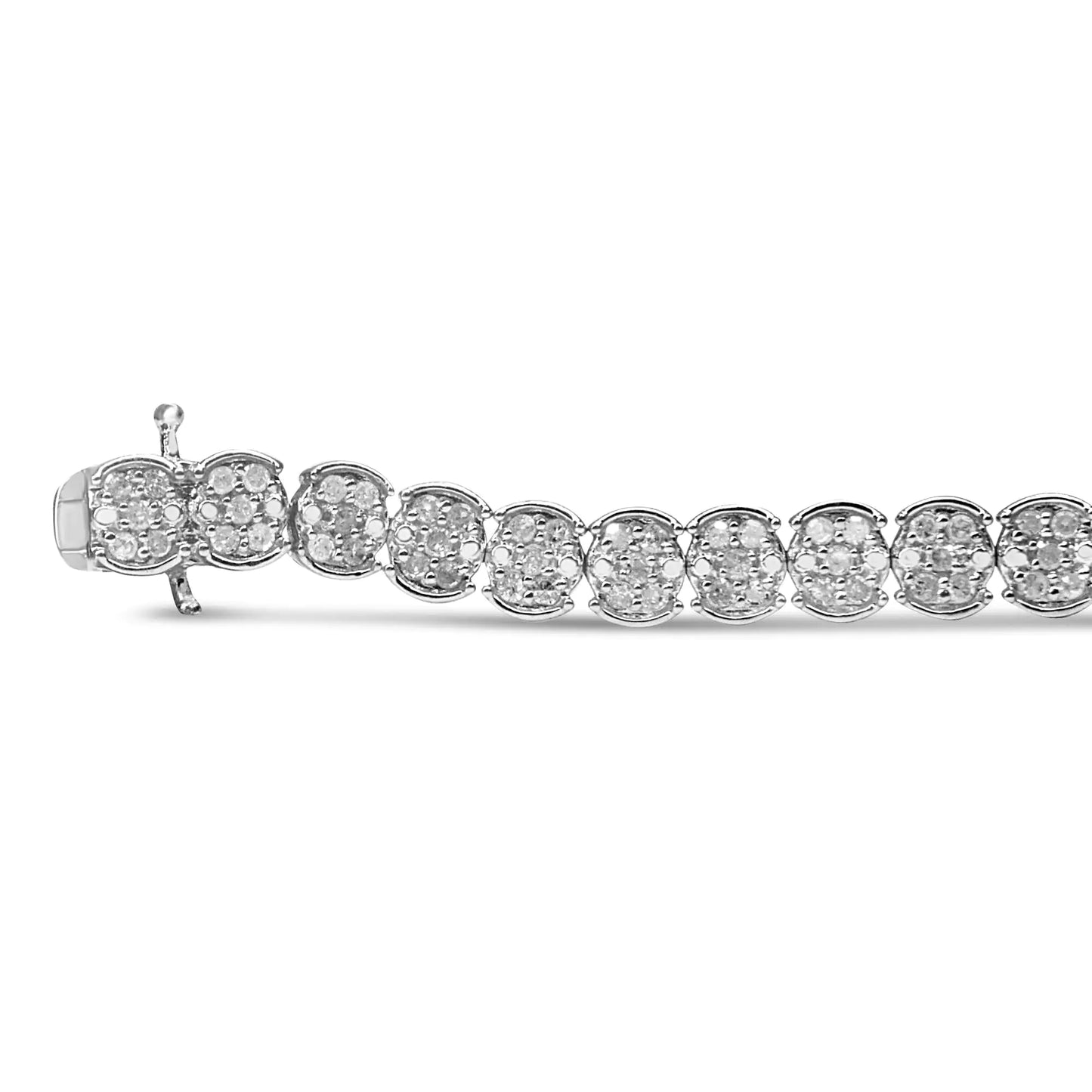 .925 Sterling Silver 2.0 Cttw Diamond Cluster Link Bracelet (I-J Color, I2-I3 Clarity) - Size 7.25"