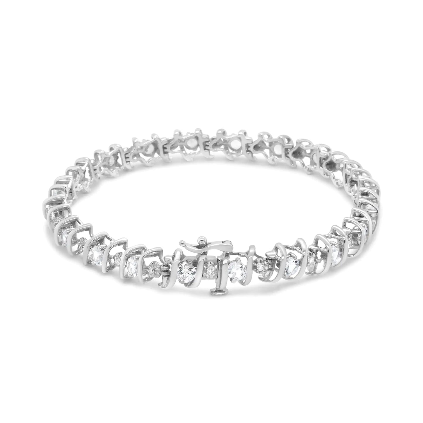 .925 Sterling Silver Lab-Grown Birthstone and 1/6 Cttw Round Diamond Tennis Bracelet (H-I Color, I1-I2 Clarity)