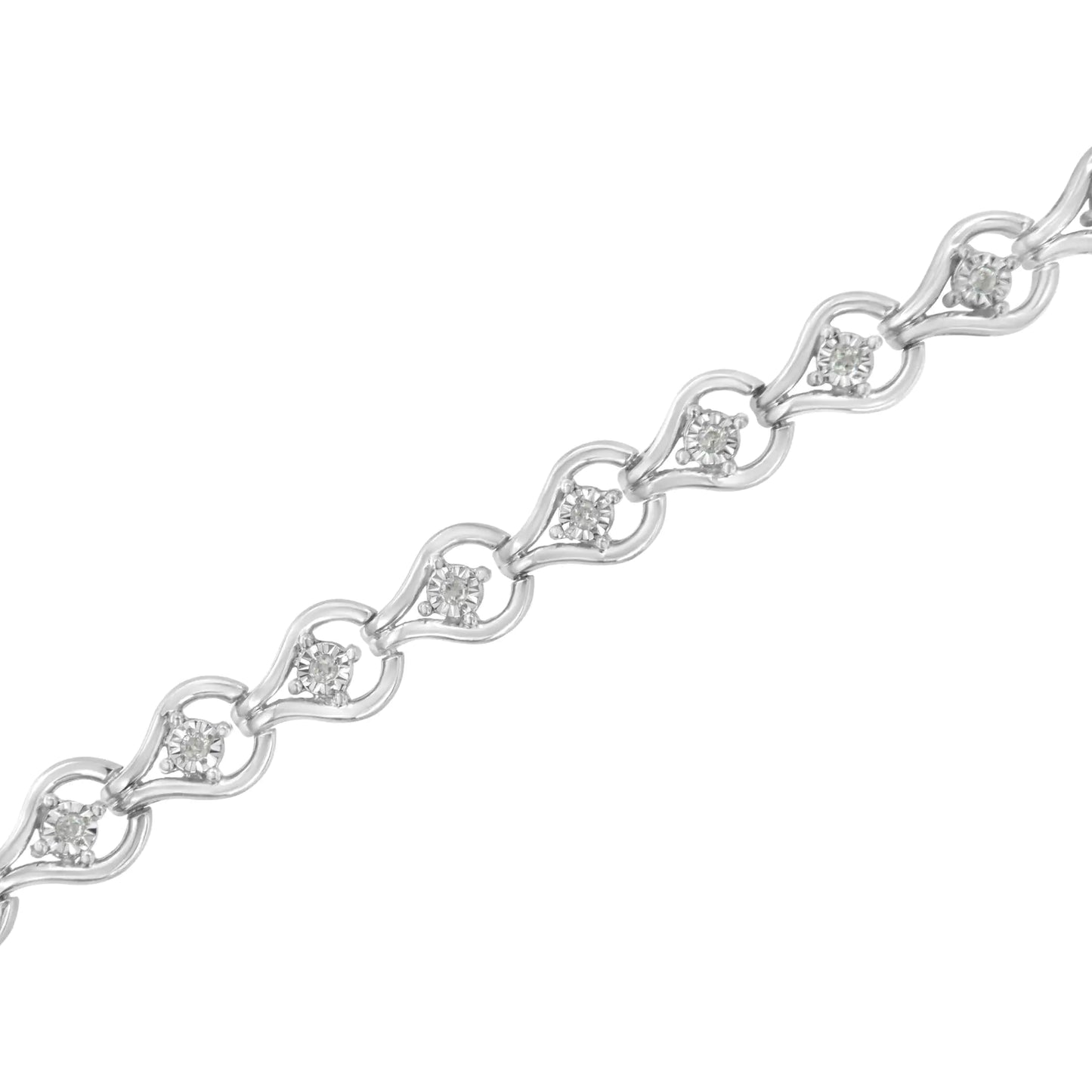 Sterling Silver Diamond Link Bracelet 7.5" (1/4 cttw, I-J Color, I2-I3 Clarity)