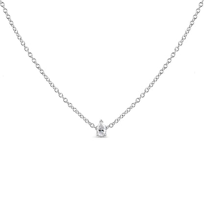 14K White Gold Pear Shape Lab Grown Diamond Solitaire Pendant Necklace (F-G Color, VS2-SI1 Clarity)