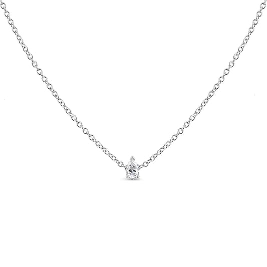 14K White Gold Pear Shape Lab Grown Diamond Solitaire Pendant Necklace (F-G Color, VS2-SI1 Clarity)