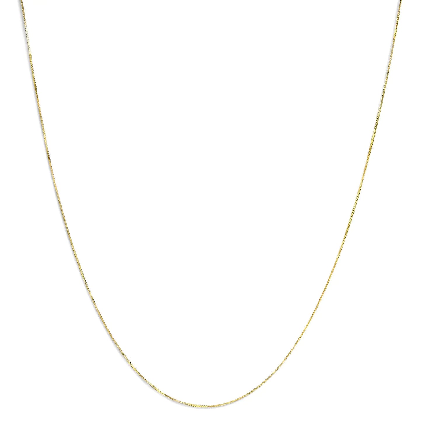 Solid 14K Gold 0.75mm Classic Box Chain Necklace