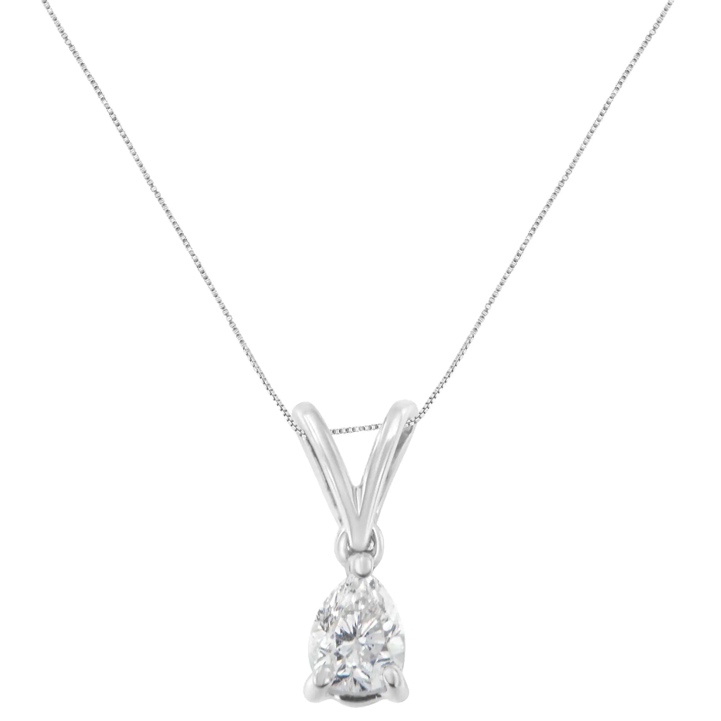 10K White Gold 1/5 cttw Diamond Pear Pendant Necklace 18" (H-I, SI1-SI2)