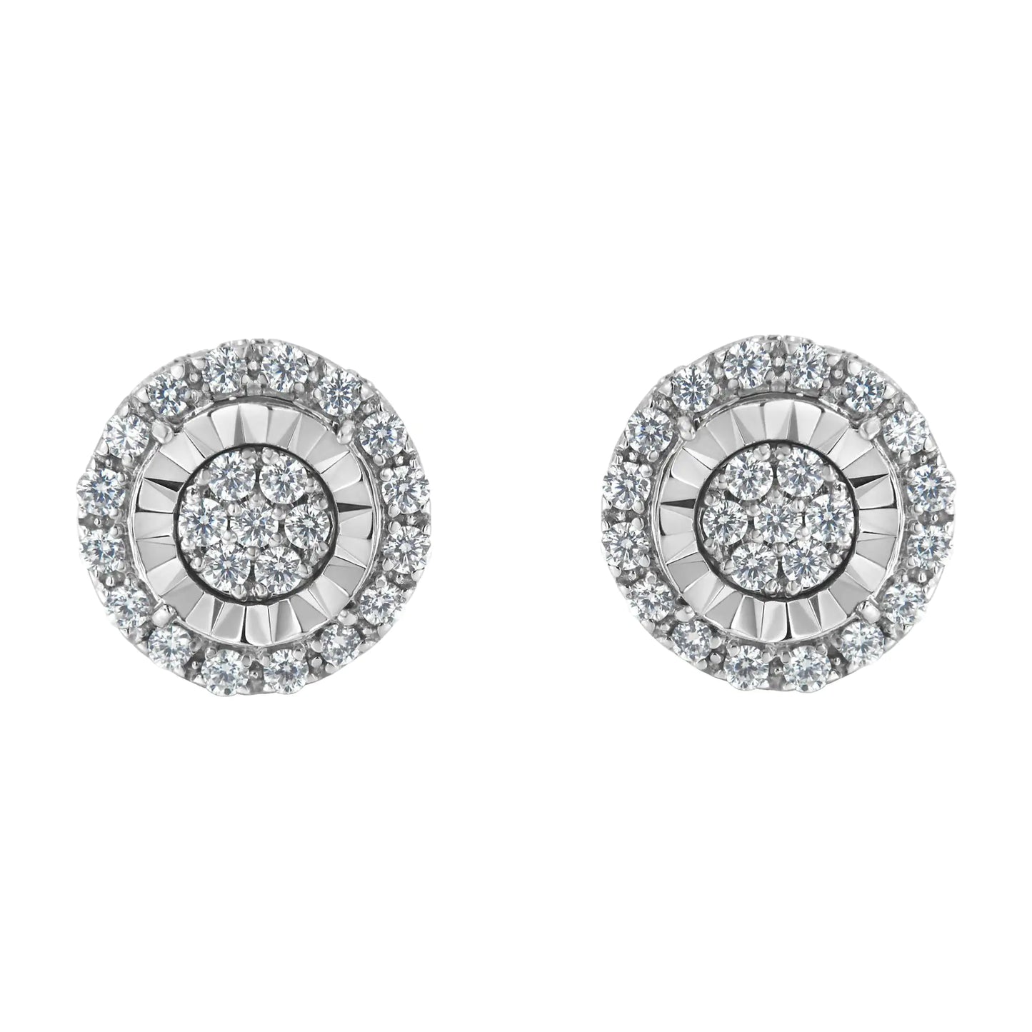 Sterling Silver Diamond Cluster Earrings (1 cttw, I-J Color, I2-I3 Clarity)