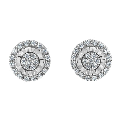 Sterling Silver Diamond Cluster Earrings (1 cttw, I-J Color, I2-I3 Clarity)