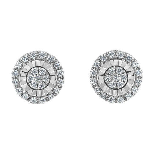 Sterling Silver Diamond Cluster Earrings (1 cttw, I-J Color, I2-I3 Clarity)