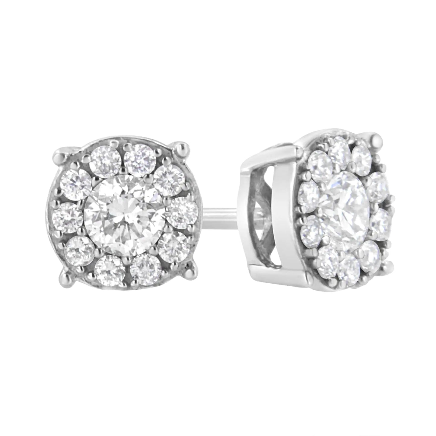 .925 Sterling Silver 1/2 cttw Lab Grown Diamond Floral Cluster Earring (F-G Color, VS2-SI1 Clarity)