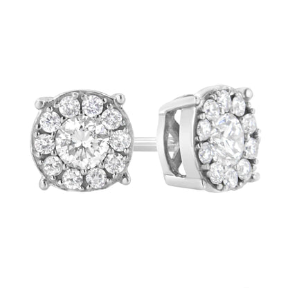 .925 Sterling Silver 1/2 cttw Lab Grown Diamond Floral Cluster Earring (F-G Color, VS2-SI1 Clarity)