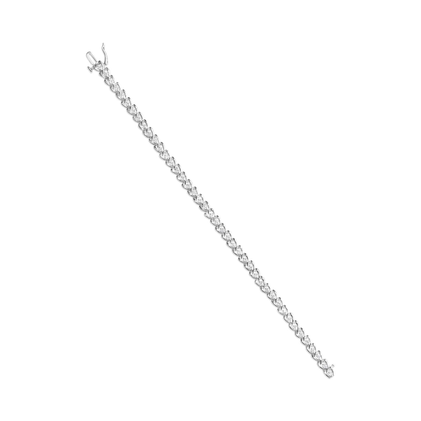 .925 Sterling Silver 1.00 Cttw Diamond C-Shaped Link Bracelet (I-J Color, I3 Clarity)