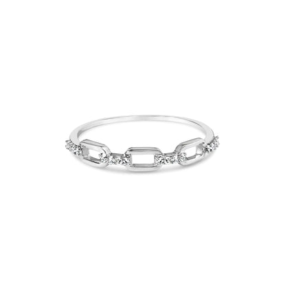 .925 Sterling Silver Diamond Accent Paperclip Band Ring (I-J Color, I2-I3 Clarity)