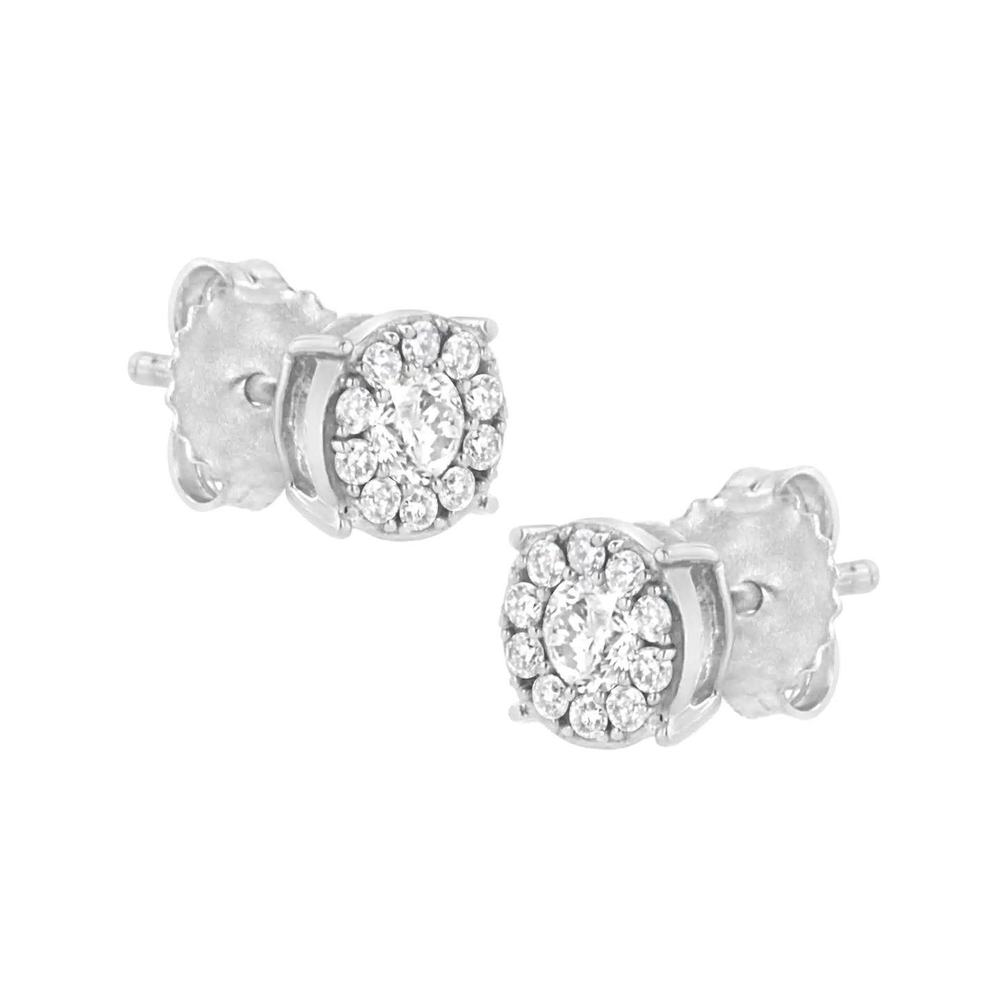 .925 Sterling Silver 1/2 cttw Lab Grown Diamond Floral Cluster Earring (F-G Color, VS2-SI1 Clarity)