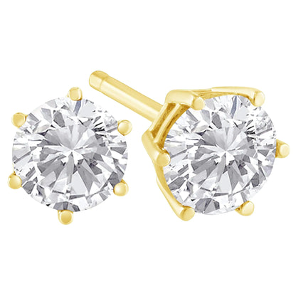 14K Yellow Gold Round Cut Diamond Earrings (0.2 cttw, J-K Color, I2-I3 Clarity)