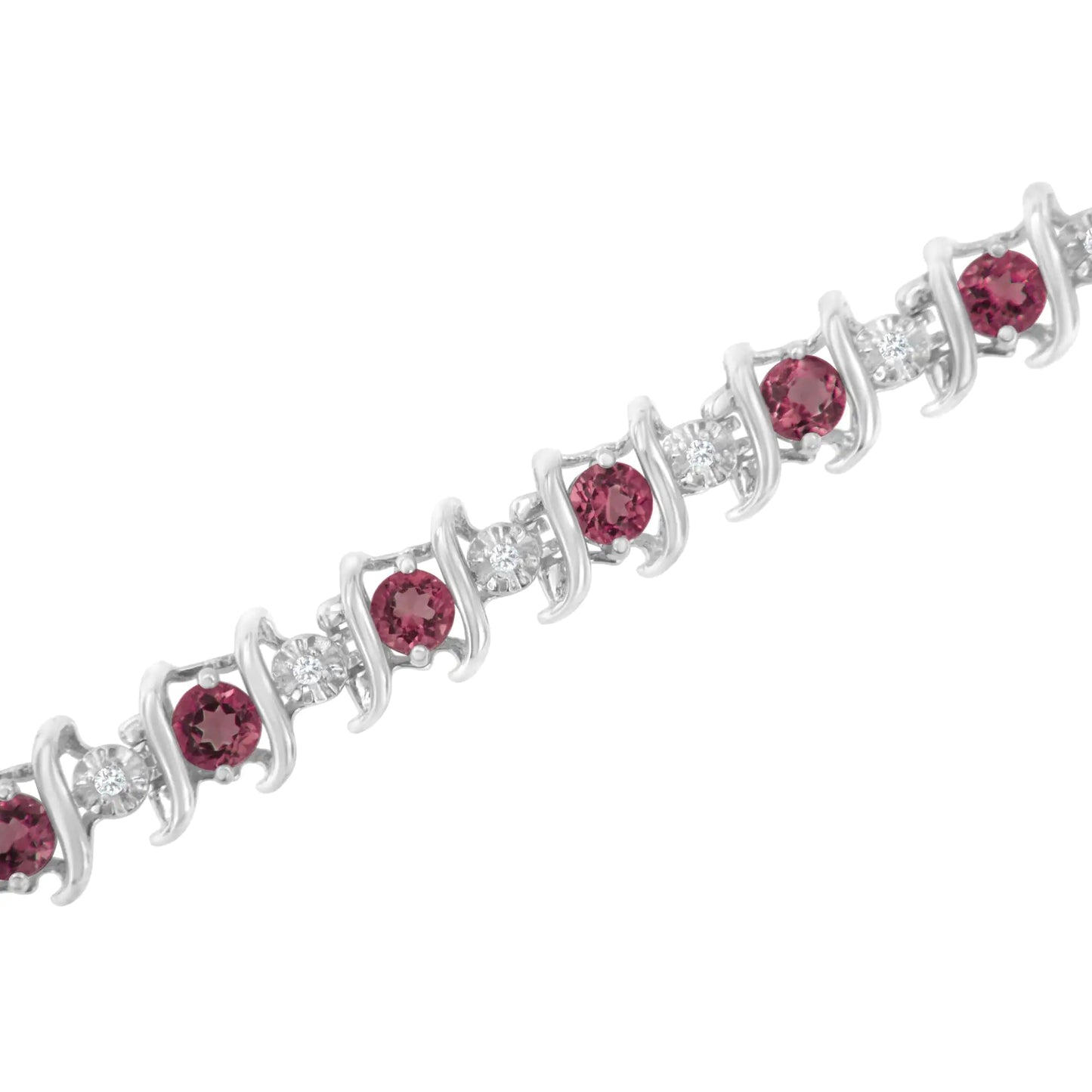 .925 Sterling Silver Lab-Grown Birthstone and 1/6 Cttw Round Diamond Tennis Bracelet (H-I Color, I1-I2 Clarity)