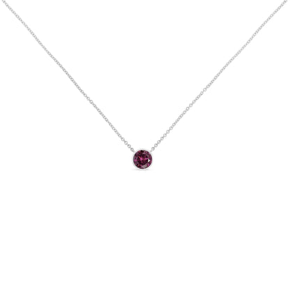 .925 Sterling Silver Bezel Set 3.5mm Created Gemstone Solitaire 18" Pendant Necklace