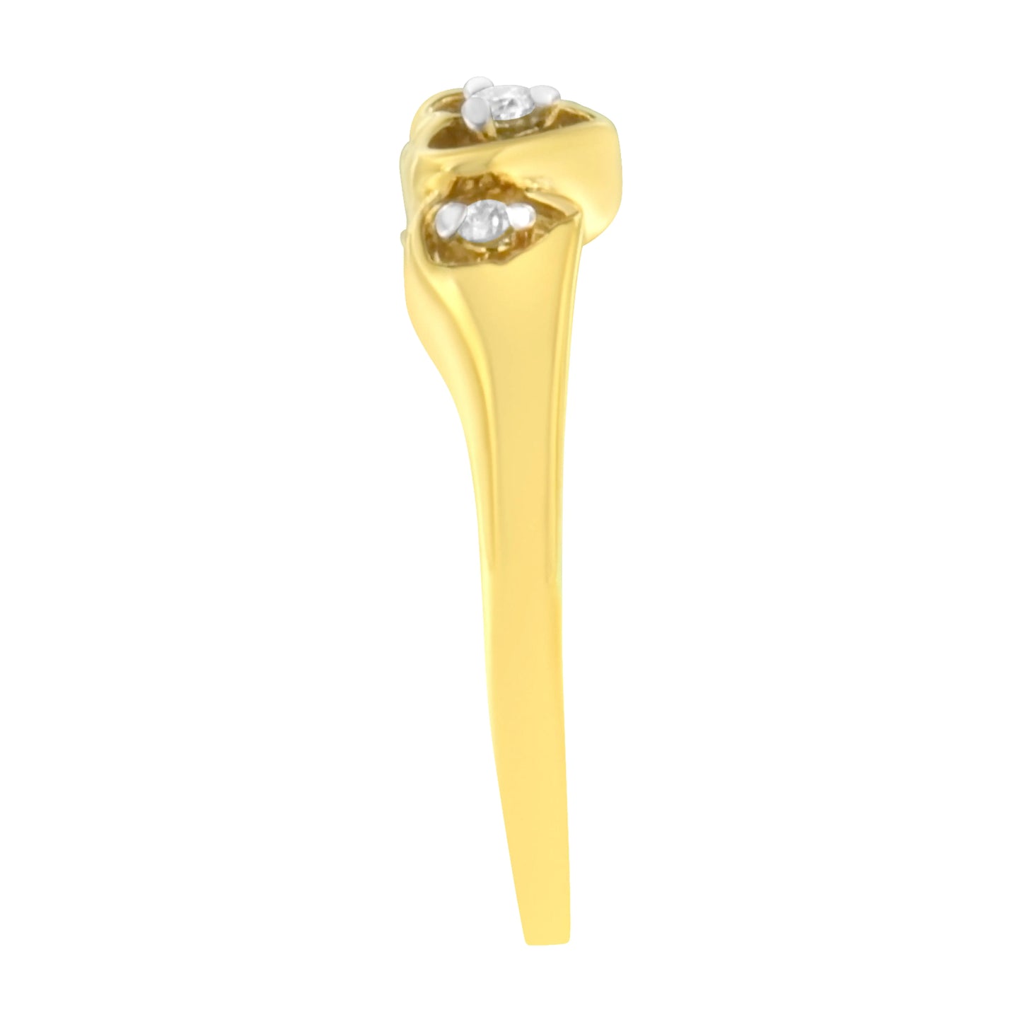 10KT Yellow Gold 1/20 cttw Diamond Triple Heart Diamond Ring (K-L, I1-I2)