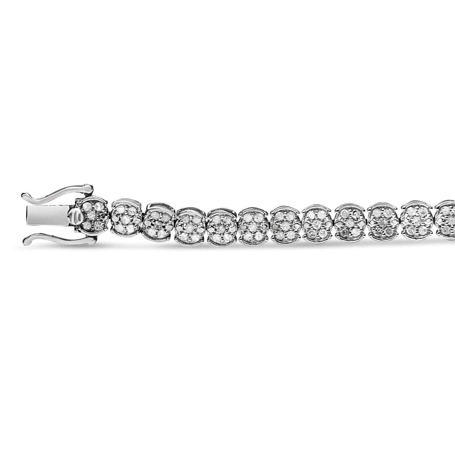 .925 Sterling Silver 2.0 Cttw Diamond Cluster Link Bracelet (I-J Color, I2-I3 Clarity) - Size 7.25"