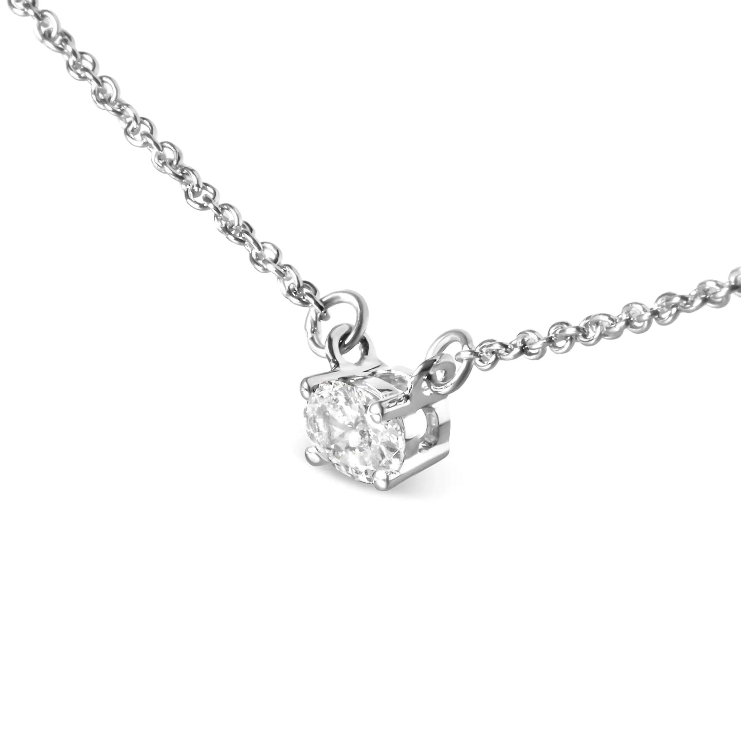 14K White Gold 1/4 Cttw Lab Grown Oval Solitaire Diamond East West 18" Pendant Necklace (G-H Color, VS2-SI1 Clarity)