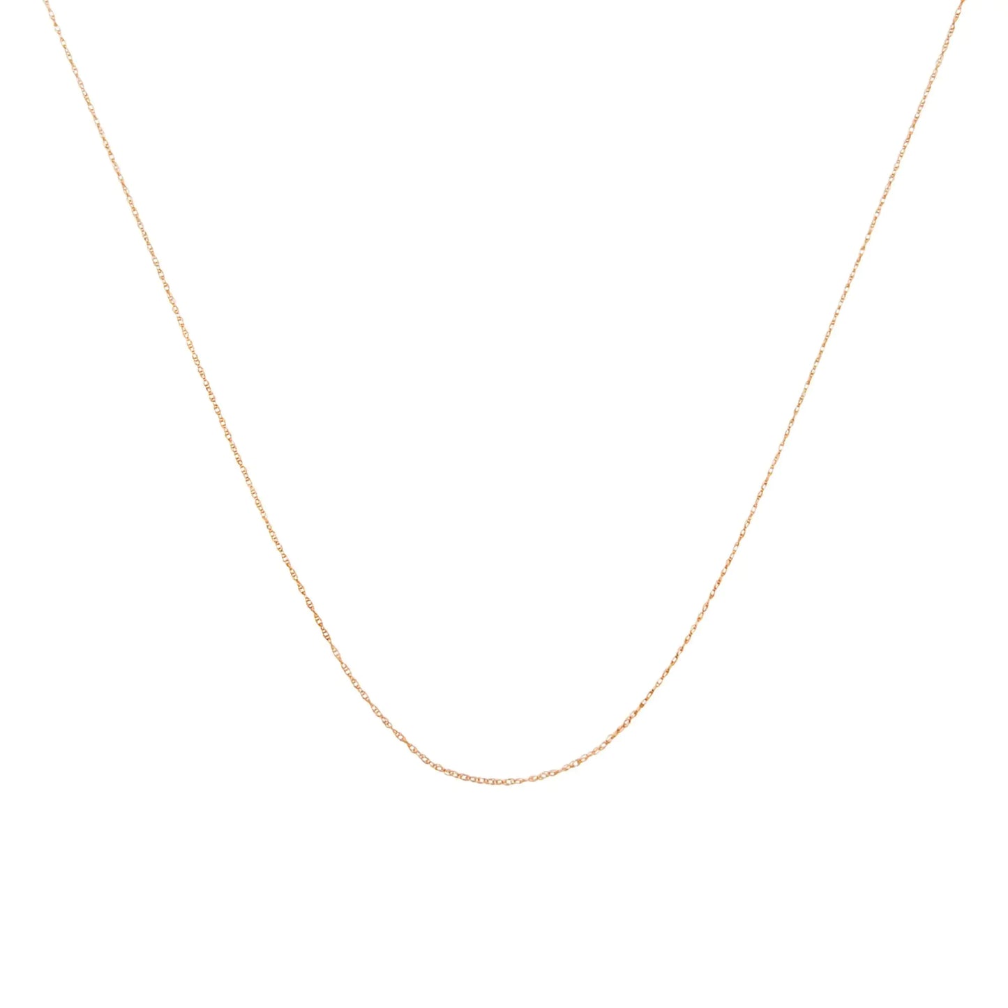 10K Gold 0.5 mm Slender & Dainty Fine Rope Chain Necklace