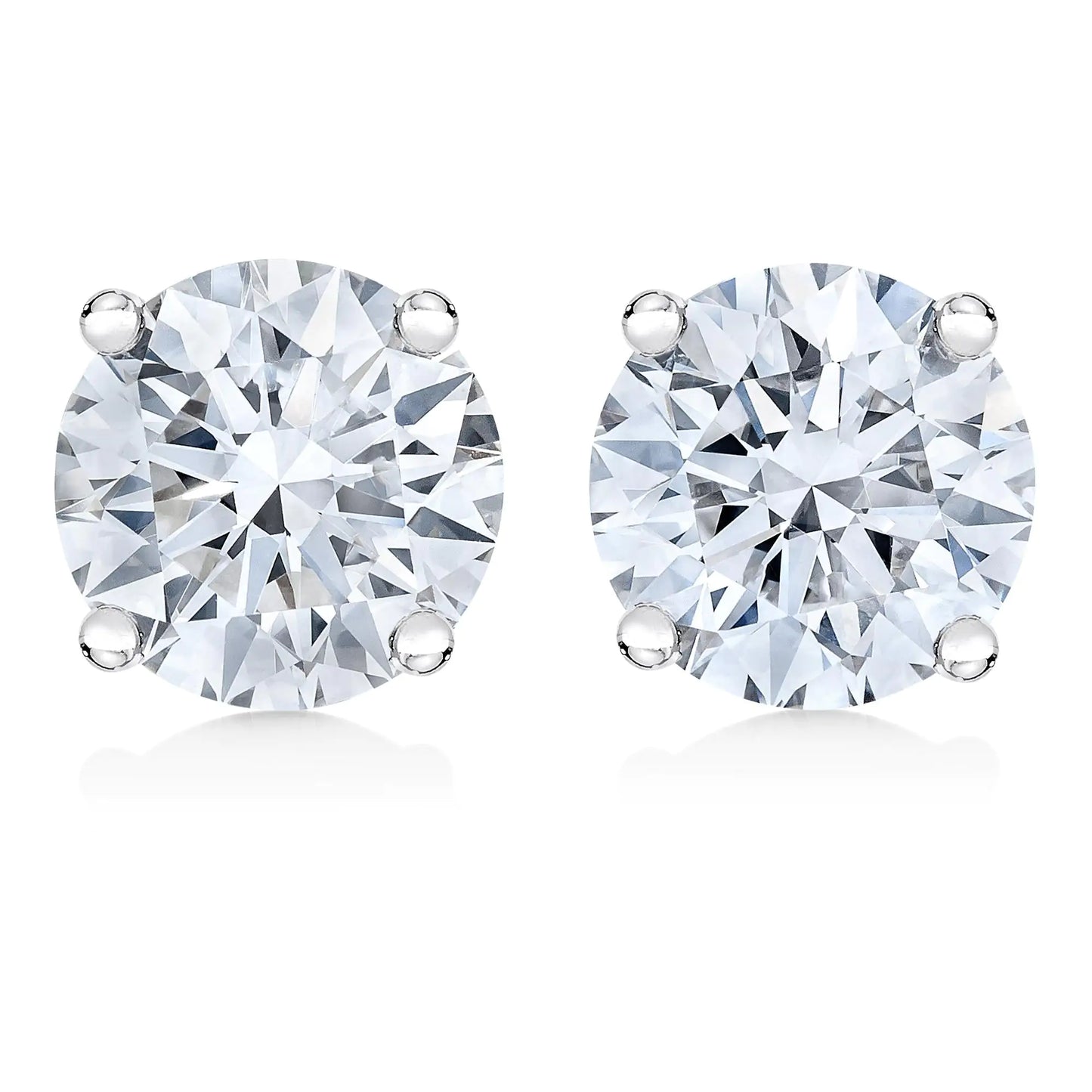 IGI Certified 14K White Gold 1/2 Cttw Lab Grown 4-Prong Round-Cut Diamond Classic Solitaire Stud Earrings (F-G Color, VS1-VS2 Clarity)