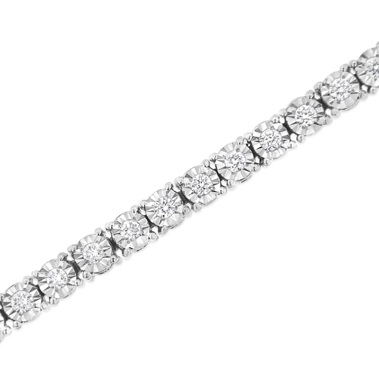 .925 Sterling Silver Lab Grown Diamond Illusion-Set Miracle Plate Tennis Bracelet - 7.25" Inches