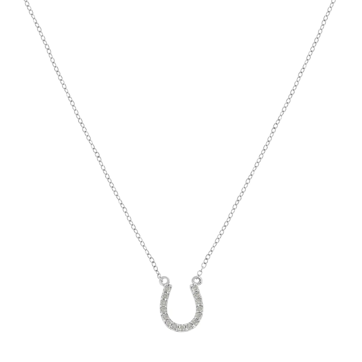 .925 Sterling Silver 1/4 cttw Diamond Horseshoe Necklace (I-J, I3)