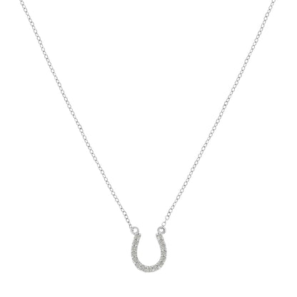 .925 Sterling Silver 1/4 cttw Diamond Horseshoe Necklace (I-J, I3)