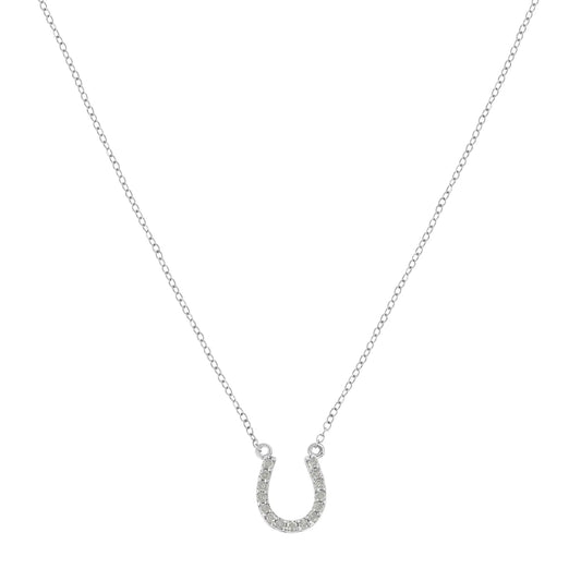 .925 Sterling Silver 1/4 cttw Diamond Horseshoe Necklace (I-J, I3)