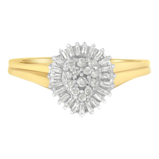 10K Yellow Gold Diamond Cluster Ring (1/4 Cttw, I-J Color, I2-I3 Clarity)