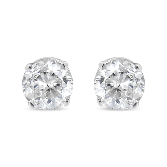 14K White Gold Diamond Solitaire Stud Earrings (1/4 cttw, I-J Color, I2-I3 Clarity)