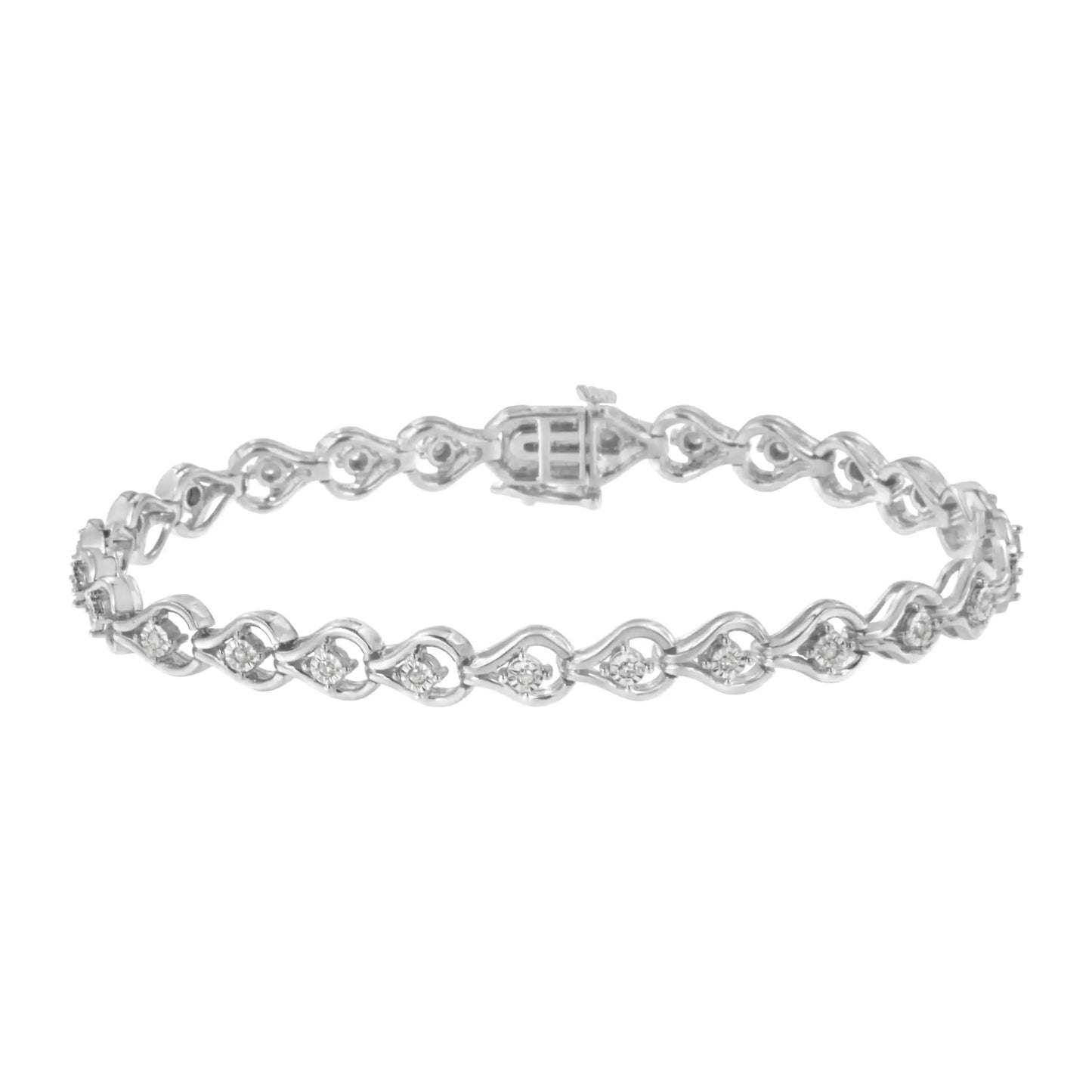 Sterling Silver Diamond Link Bracelet 7.5" (1/4 cttw, I-J Color, I2-I3 Clarity)