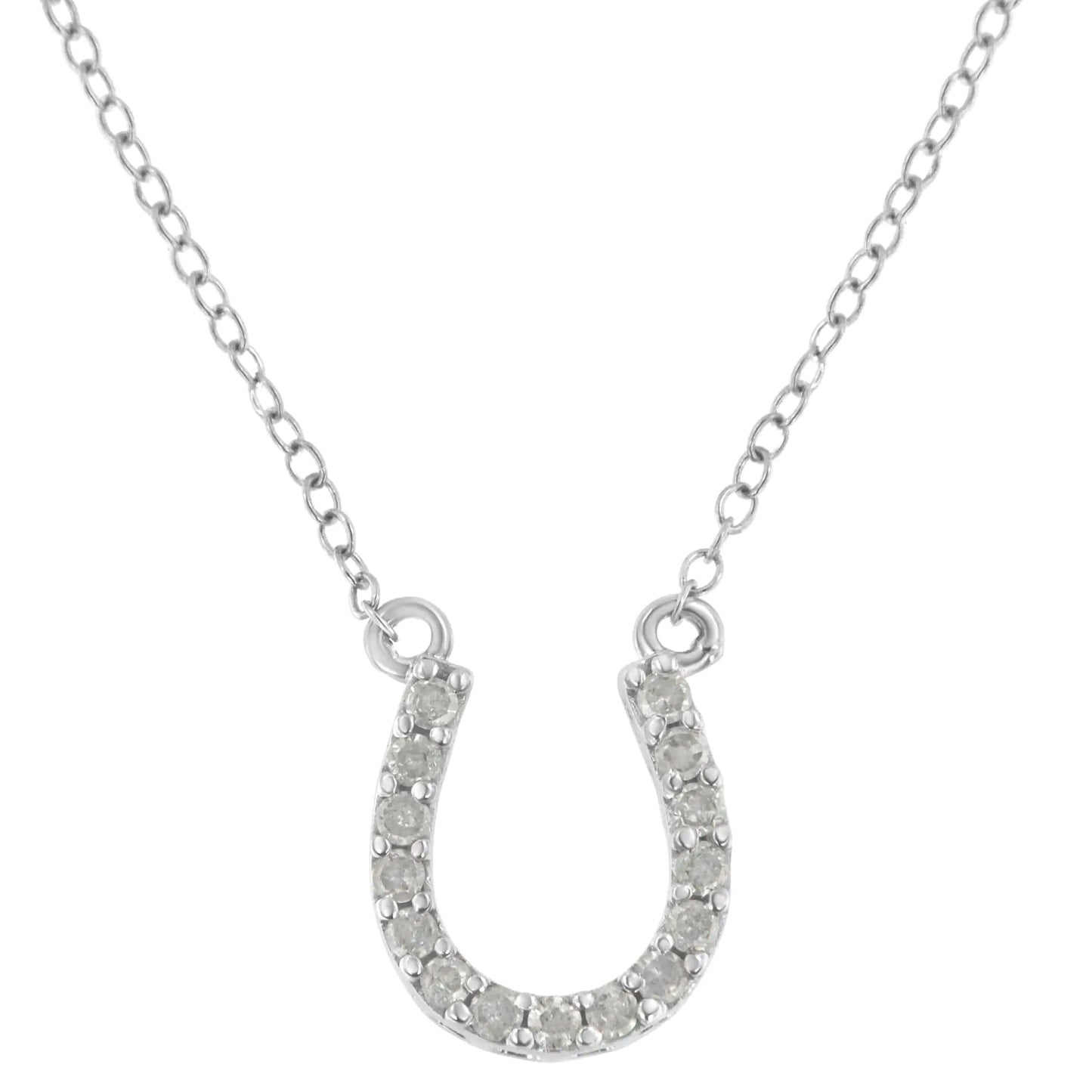 .925 Sterling Silver 1/4 cttw Diamond Horseshoe Necklace (I-J, I3)