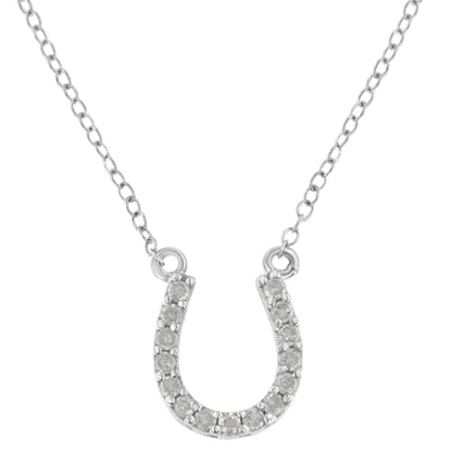 .925 Sterling Silver 1/4 cttw Diamond Horseshoe Necklace (I-J, I3)