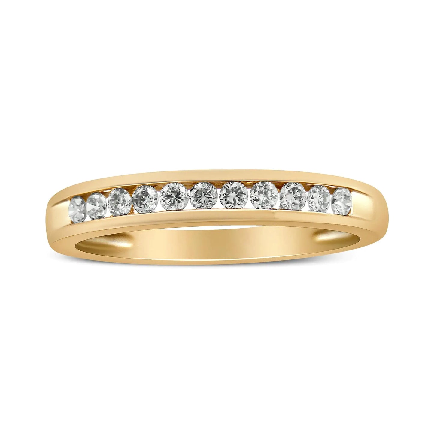 IGI Certified 1/4 Cttw Diamond 10K Yellow Gold Channel Set Band Style Ring (J-K Color, I2-I3 Clarity)