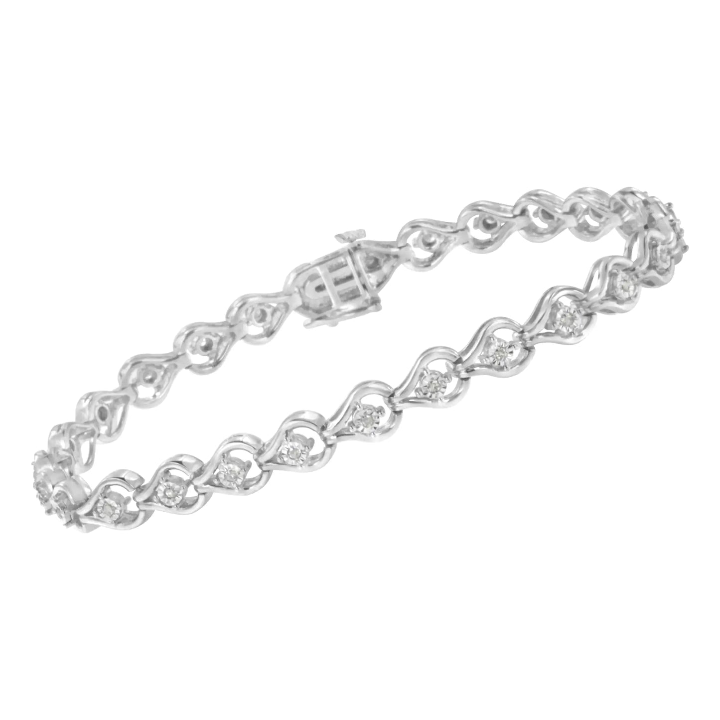 Sterling Silver Diamond Link Bracelet 7.5" (1/4 cttw, I-J Color, I2-I3 Clarity)