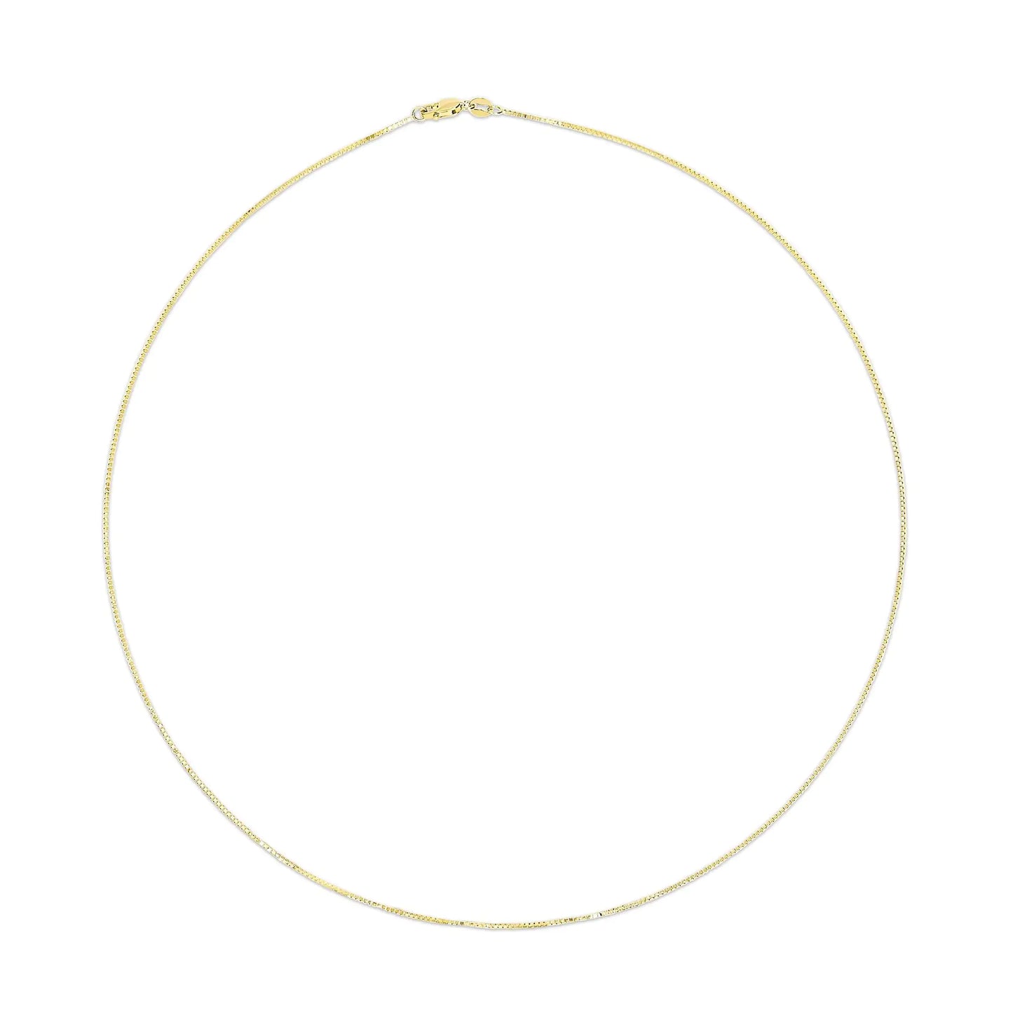 Solid 14K Gold 0.75mm Classic Box Chain Necklace