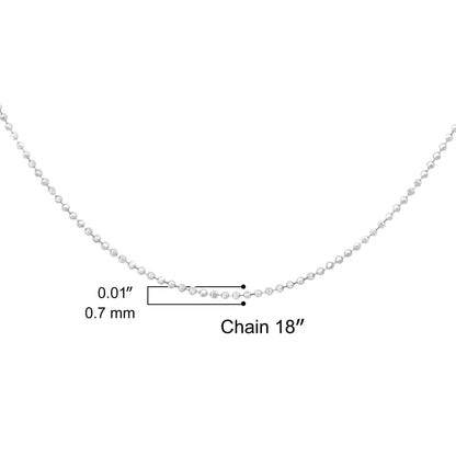 .925 Sterling Silver 0.7mm Slim and Dainty 18" Inch Ball Bead Chain Necklace